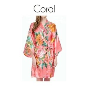 Satin Kimono Style Floral Robe